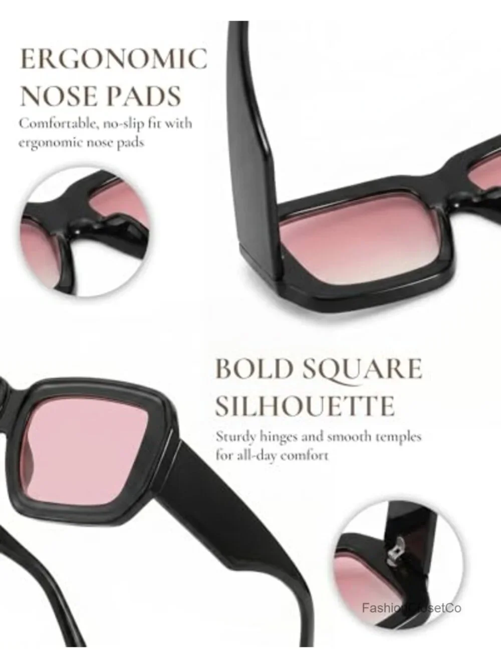 Oversized Chunky Square Sunglasses UV400 Women Designer Shades